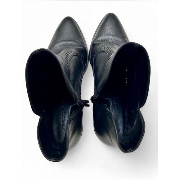 Rebecca Minkoff Lulu Black Leather Western Ankle Boots - Size 7.5 - Picture 4 of 8